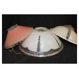 3 antique glass ceiling light lamp shades,