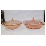 Pink Depression glass: Cherry Blossom serving