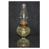 Antique Aladdin glass oil lamp w/ chimney, 19"