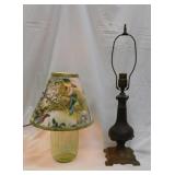 Vintage Uranium glass jar lamp w/ shade - Bronze