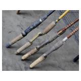 5 fishing rods: 2 Lunker Sticks - Wright & McGill