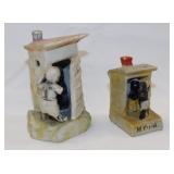 2 vintage ceramic Boy In The Outhouse figurines: