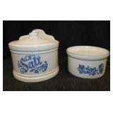 Pfaltzgraff Yorktowne blue: Salt crock w/ lid -