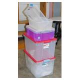 5 storage totes, 3 w/ lids