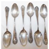 Six 1905 sterling silver Lancaster silverware
