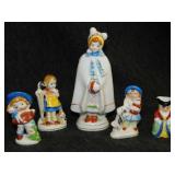 6 Occupied Japan figures - 2 redware glazed