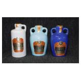 3 vintage Hull Pottery cordial crock jugs,