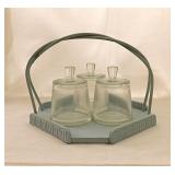 Nice vintage nursery dresser glass jar set -