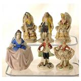 6 vintage porcelain miniature figurines: S German