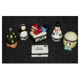 Set of 6 new porcelain Christmas trinket boxes in