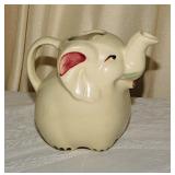 7 ceramic & resin elephants: Shawnee pitcher -