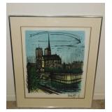 1968 signed Notre Dame De Paris lithograph by