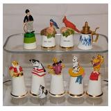 9 porcelain thimbles: Sutherland - Indiana
