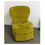 Lovely Mid Century velvet boudoir slipper chair w/