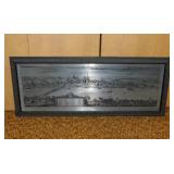 Copperplate panoramic engraving of Mainz Germany