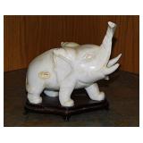 Vintage Chinese carved soapstone elephant statue,