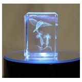 Four 3D laser etched crystal glass cubes,