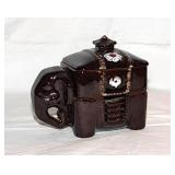 Vintage redware elephant cigarette box w/ 4