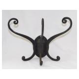 Vintage cast iron 3 arm hat coat wall rack