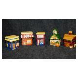 Set of 5 new porcelain Christmas trinket boxes in