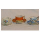 3 porcelain Japan demitasse teacups & saucers