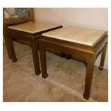 Pair of vintage side tables w/ marble tops,