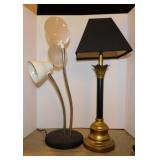 2 lamps: One combo w/ magnifier, tallest is 24"