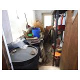 Contents of greenhouse room: 55 gallon drum -