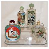 4 Asian decorative perfume bottles: 3 are glass,