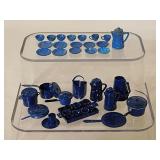 Vintage miniature speckled graniteware cookware,