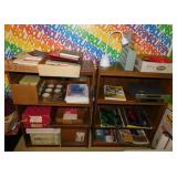 2 wooden 4 shelf bookcases & contents: