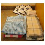 4 vintage cotton aprons - Millikin Cleaners pot