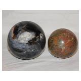 2 orb spheres: Silver Sheen Obsidian agate -