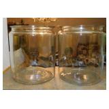 2 large glass canister jars, 10.5" tall