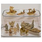Miniature Asian fishing boats & rickshaw, longest