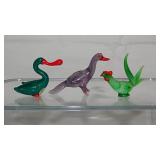 Miniature blown glass & resin bird figures:
