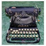 Antique Corona typewriter w/ glass keys -