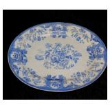 2 antique ironstone turkey platters: Blue floral,