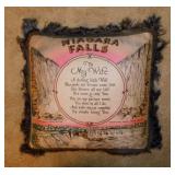 Vintage Niagara Falls souvenir satin pillow -
