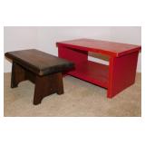 2 vintage handmade wooden step stools,