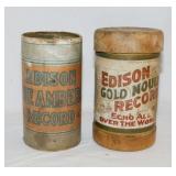 2 antique Thomas Edison wax cylinder records: