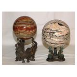 2 orb spheres on stands: