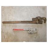 Two 14" x 24" pipe wrenches