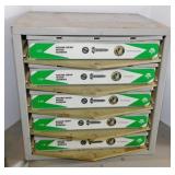 Hillman metal 5 drawer parts bin & contents