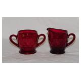 Fenton Georgian Royal Ruby Red glass creamer &