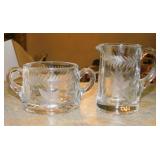 Rare antique wheel cut crystal creamer & open