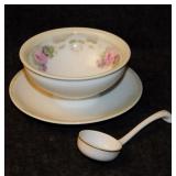 Antique porcelain serving bowls & cake plate: