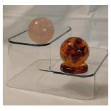 2 orb spheres: Natural rose quartz -
