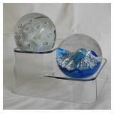 2 blown glass paperweights: