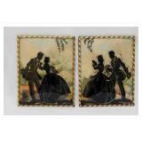 Vintage Victorian courting couple silhouettes